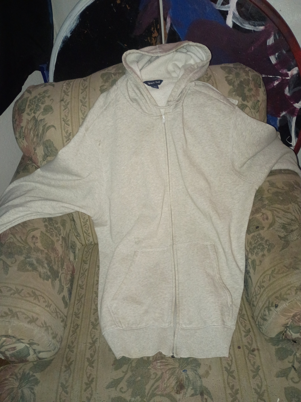 Sport-Tek Men's Cream Full-Zip Hooded Sweater Jacket